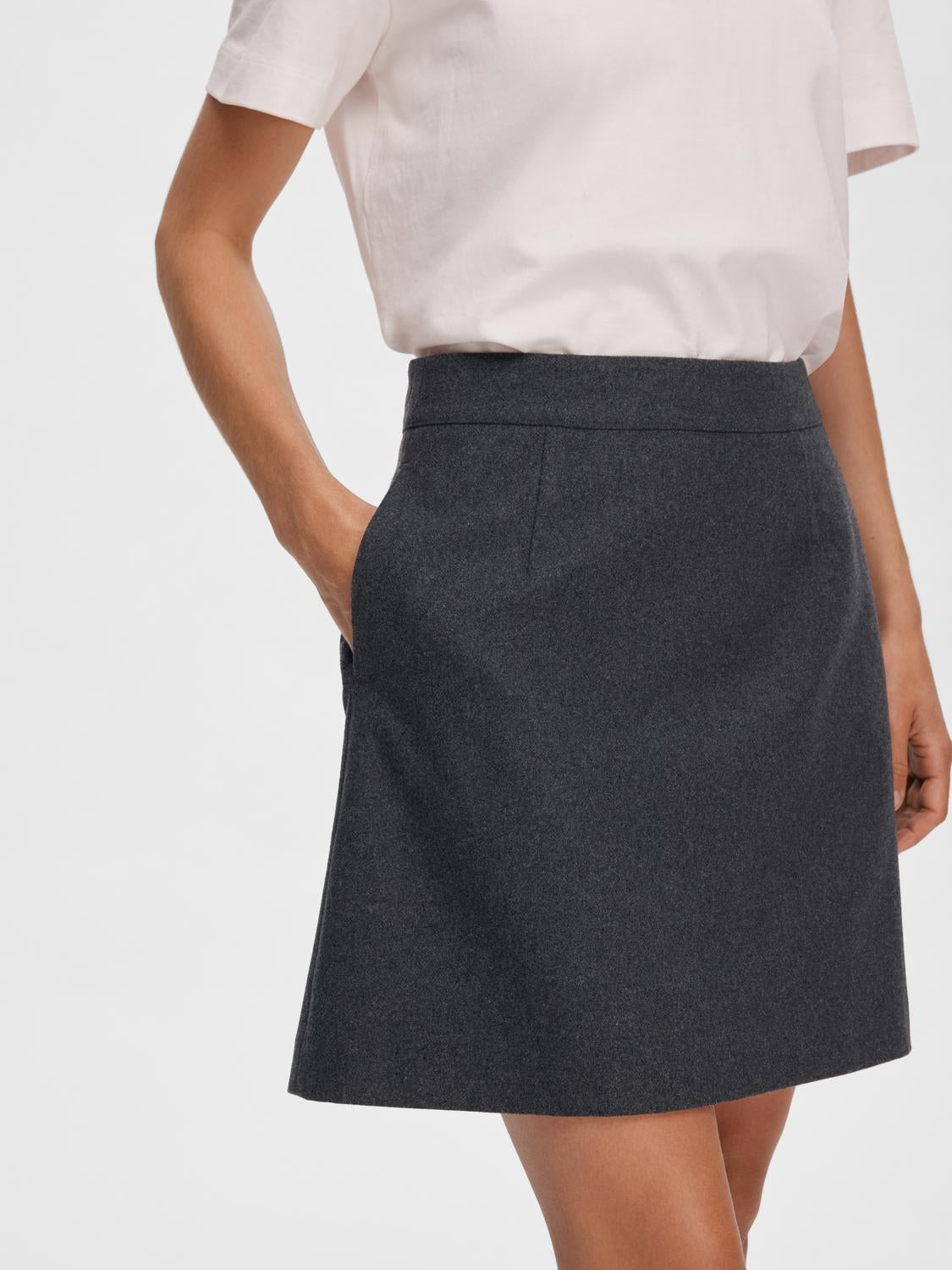 SLFMERCY-ULA Skirt - Dark Grey Melange